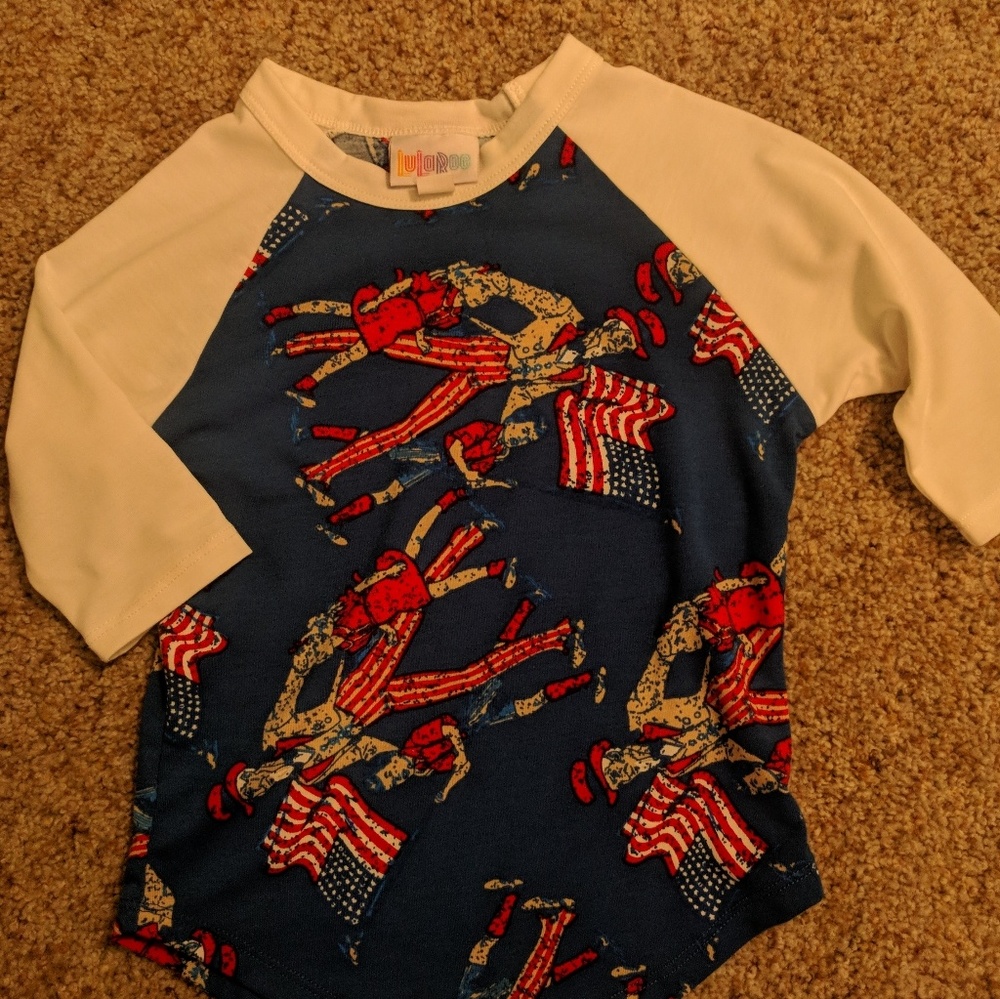 LuLaRoe Americana Baseball T-shirt Sz 2